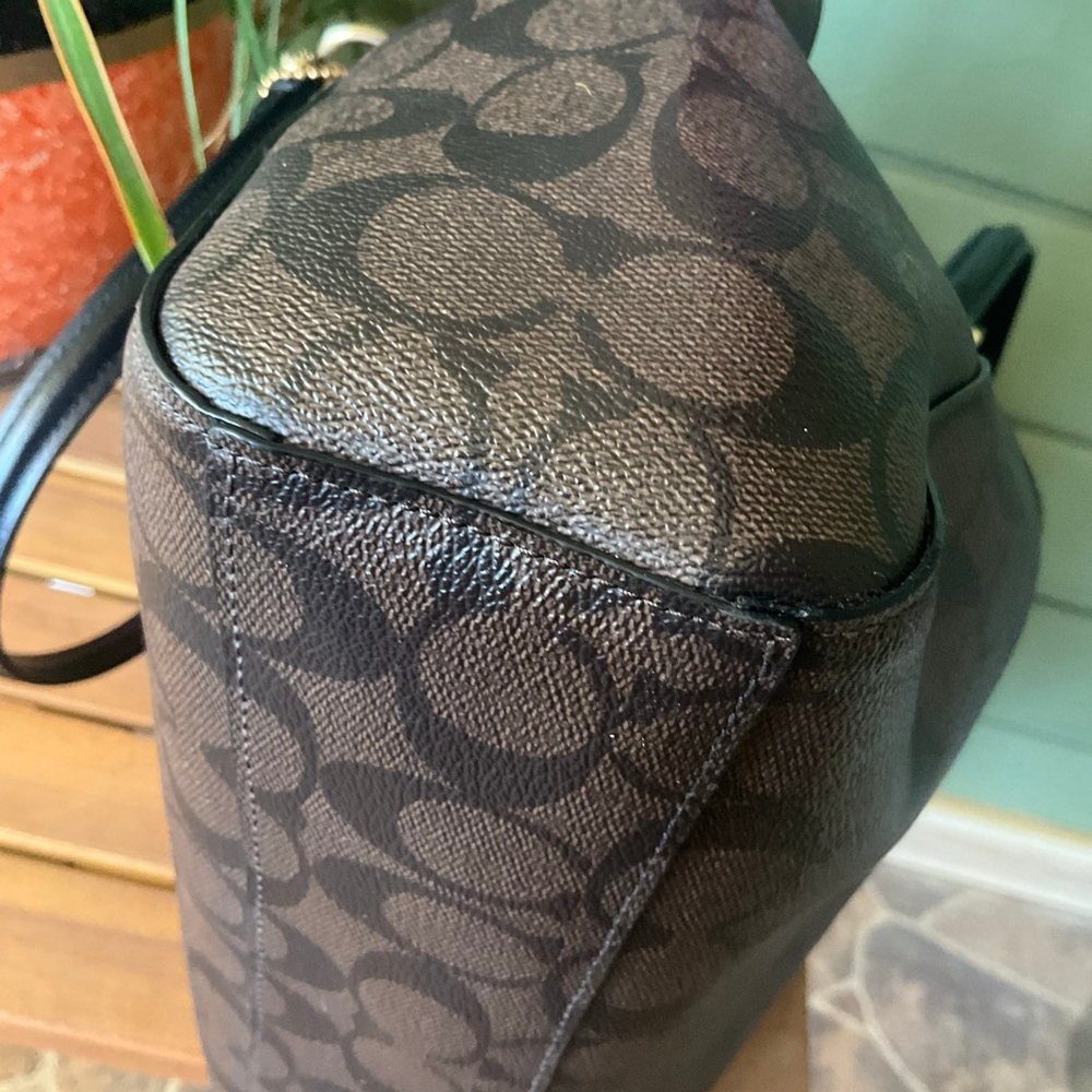 COACH Signature PRAIRIE SATCHEL in Signature Canvas Dark Brown/Black/Multi, EUC - Picture 11 of 14